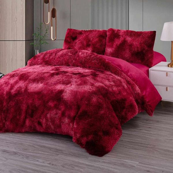 Čupavi set posteljine – 4 dela (Bordo)