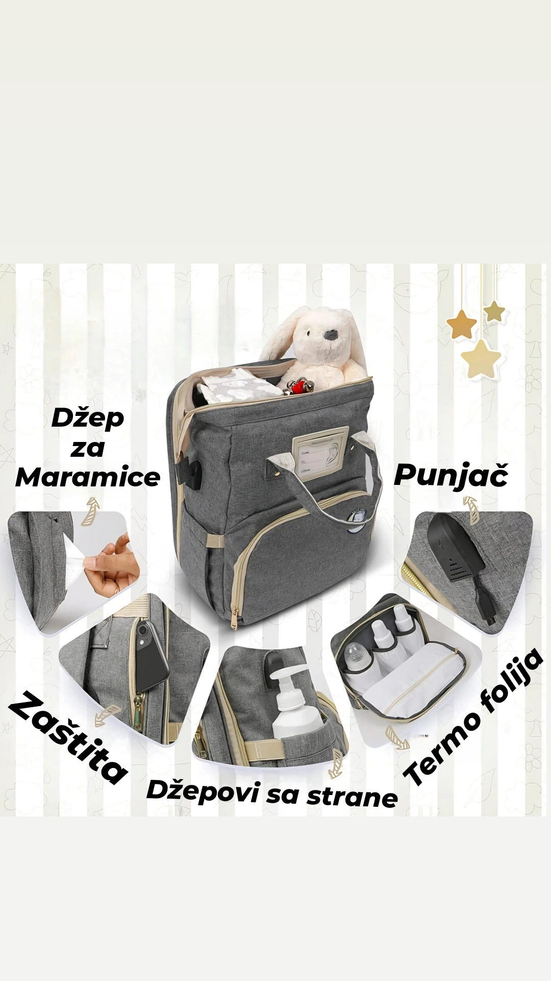 Ranac i Krevetić 3u1 za bebe