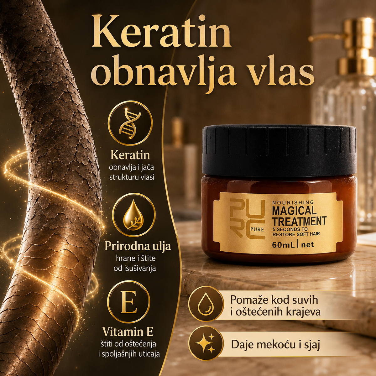 Pure Repair Mask™- Tretman sa Keratinom i Hranljivim Uljima
