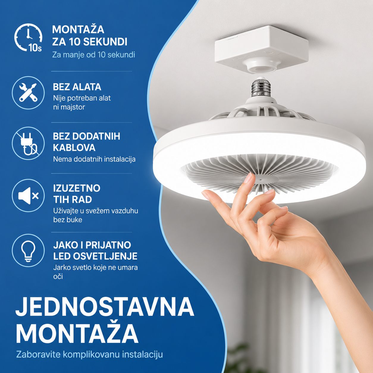 Luster Ventilator sa LED Rasvetom 3u1