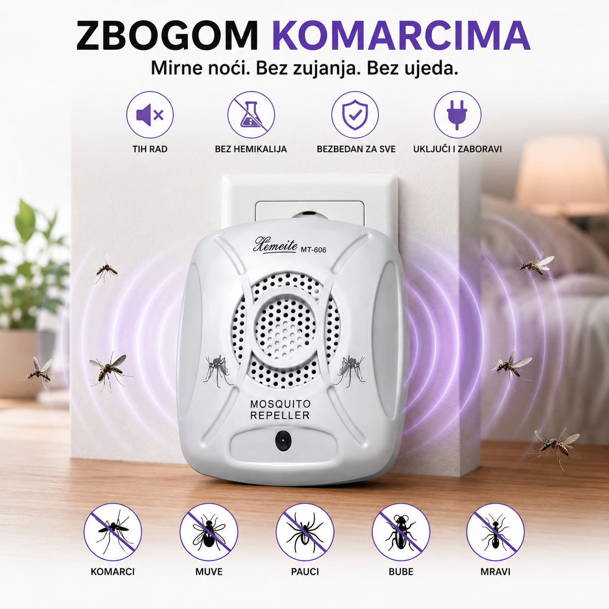 Ultrazvučni rasterivač koji tera komarce iz vašeg doma — bez hemikalija i sprejeva