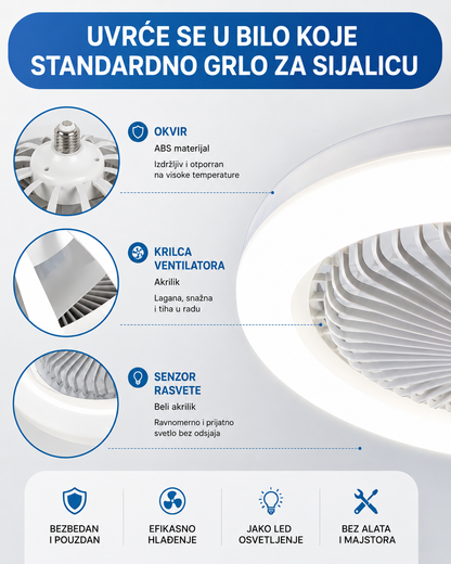 Luster Ventilator sa LED Rasvetom 3u1