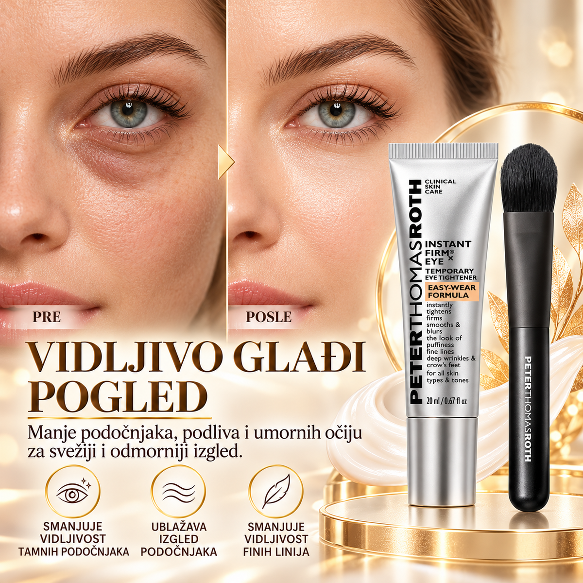 EYE TIGHTENER – Protiv Kesica i Podočnjaka + Podloga za Šminku